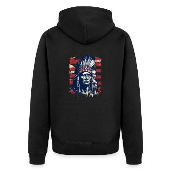 Indian Feather Headdress Native Spirit - Unisex Premium Organic Zip Hoodie - black - Back - Nico (187cm)