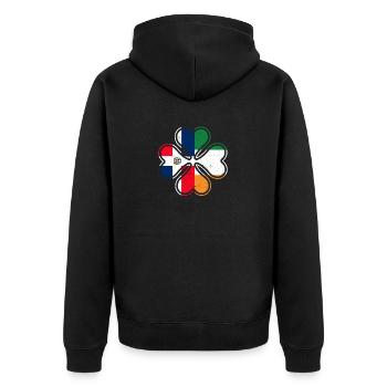Irische Dominikanische Flagge Irland Kleeblatt - Unisex Premium Bio Zip Hoodie - Schwarz - Hinten - Nico (187cm)