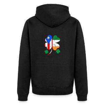 Drapeau portoricain irlandais trèfle d’Irlande - Veste à capuche bio Premium Unisexe - noir - Dos - Nico (187cm)