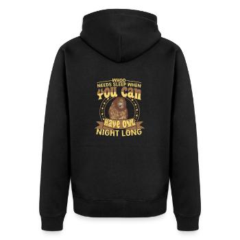 Whoo Needs Sleep When You Can Have Owl Night Long - Unisex Premium Bio Zip Hoodie - Schwarz - Hinten - Nico (187cm)