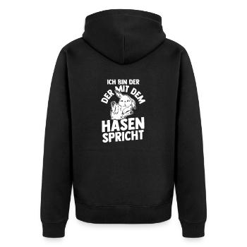 Kaninchen Hase - Unisex Premium Bio Zip Hoodie - Schwarz - Hinten - Nico (187cm)