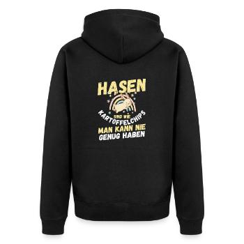 Kaninchen Hase - Unisex Premium Bio Zip Hoodie - Schwarz - Hinten - Nico (187cm)