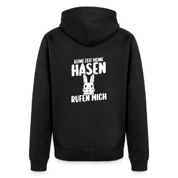 Kaninchen Hase - Unisex Premium Bio Zip Hoodie - Schwarz - Hinten - Nico (187cm)