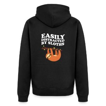 Easily Distracted By Sloth's Sloth Saying - Unisex Premium Organic Zip Hoodie - black - Back - Nico (187cm)