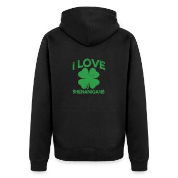 J’adore les drôles de trèfles irlandais de Shenanigan - Veste à capuche bio Premium Unisexe - noir - Dos - Nico (187cm)