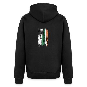 Drapeau patriotique irlandais américain Irlande - Veste à capuche bio Premium Unisexe - noir - Dos - Nico (187cm)