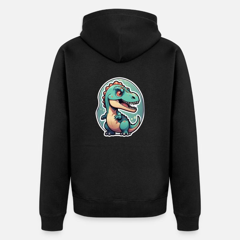 dinosaure dessin animé - Veste à capuche bio Premium Unisexe - noir