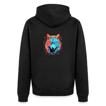 Wolf with xmas lights, Love Wolfs - Unisex Premium Organic Zip Hoodie - black - Back - Nico (187cm)