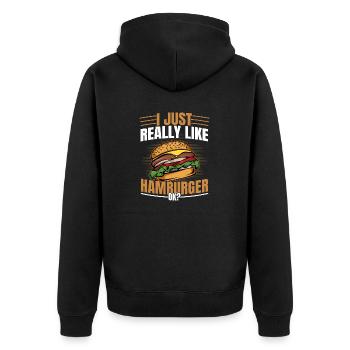 I Just Really Like Hamburger, Ok? Meat Buns Food B - Unisex Premium Bio Zip Hoodie - Schwarz - Hinten - Nico (187cm)