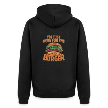 I'm Just Here For The Burger Hamburger Food Meat B - Unisex Premium Bio Zip Hoodie - Schwarz - Hinten - Nico (187cm)
