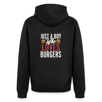 Just A Boy Who Loves Burgers Hamburger Food Meat B - Unisex Premium Organic Zip Hoodie - black - Back - Nico (187cm)