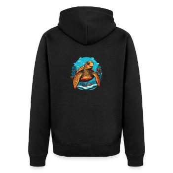Sea Turtle with Xmas, Love Turtles - Unisex Premium Organic Zip Hoodie - black - Back - Nico (187cm)