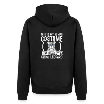 Snow leopard - Unisex Premium Organic Zip Hoodie - black - Back - Nico (187cm)