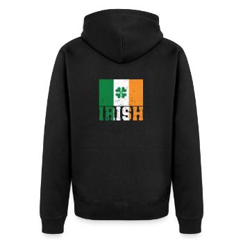 Patriotische irische Flagge Irland Kleeblatt - Unisex Premium Bio Zip Hoodie - Schwarz - Hinten - Nico (187cm)