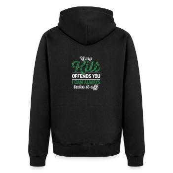 If my kilt offends you, I can take it away at any time. - Unisex Premium Organic Zip Hoodie - black - Back - Nico (187cm)