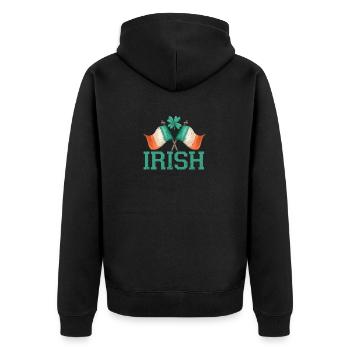 Drapeau irlandais patriotique Irlande trèfle feuille - Veste à capuche bio Premium Unisexe - noir - Dos - Nico (187cm)