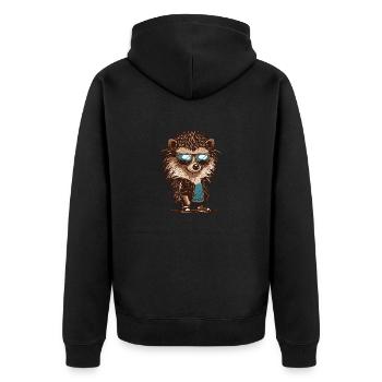Hérisson cool avec des lunettes de soleil - Veste à capuche bio Premium Unisexe - noir - Dos - Nico (187cm)