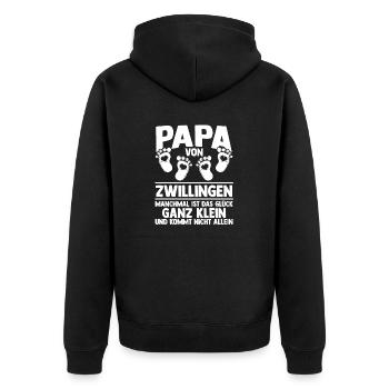 Vater Zwillingspapa Papa von Zwillingen - Unisex Premium Bio Zip Hoodie - Schwarz - Hinten - Nico (187cm)