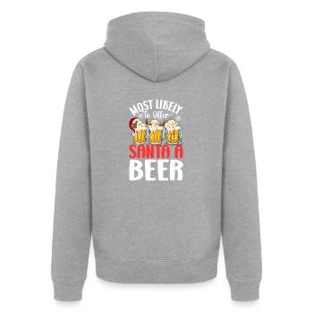 Le plus susceptible d’offrir au Père Noël une bière amusante à boire - Veste à capuche bio Premium Unisexe - gris chiné - Dos - Nico (187cm)
