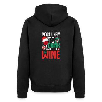 Am ehesten trinken Sie den ganzen Wein Lustiges Trinken - Unisex Premium Bio Zip Hoodie - Schwarz - Hinten - Nico (187cm)