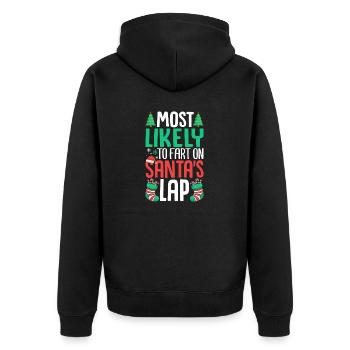 Most Likely to Fart On Santa's Lap Family - Unisex Premium Organic Zip Hoodie - black - Back - Nico (187cm)