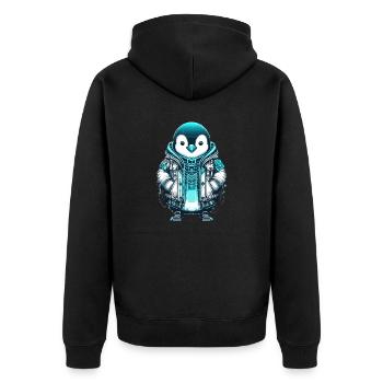 Cool Synthwave Cyberpunk pingouin amant cadeau - Veste à capuche bio Premium Unisexe - noir - Dos - Nico (187cm)