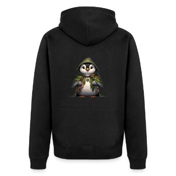 Cooles Goblincore Pinguin Liebhaber Geschenk - Unisex Premium Bio Zip Hoodie - Schwarz - Hinten - Nico (187cm)