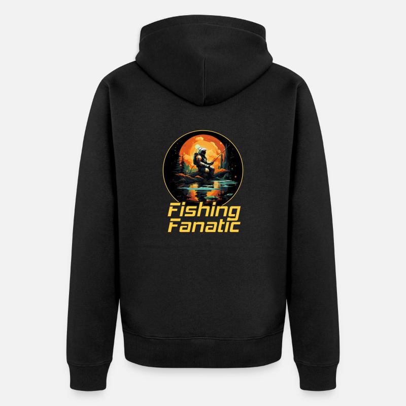 Fanatique de pêche - Astronaute - Veste à capuche bio Premium Unisexe - noir