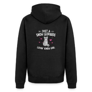 Snow leopard - Unisex Premium Organic Zip Hoodie - black - Back - Nico (187cm)