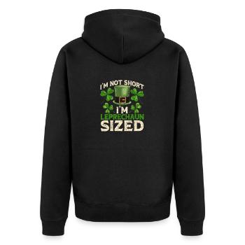 Ich bin nicht klein, ich bin ein Kobold, lustig - Unisex Premium Bio Zip Hoodie - Schwarz - Hinten - Nico (187cm)