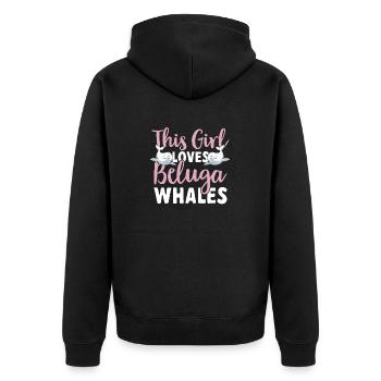 Weißwal Beluga Wal - Unisex Premium Bio Zip Hoodie - Schwarz - Hinten - Nico (187cm)
