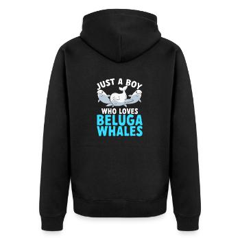 Weißwal Beluga Wal - Unisex Premium Bio Zip Hoodie - Schwarz - Hinten - Nico (187cm)