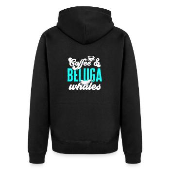 Weißwal Beluga Wal - Unisex Premium Bio Zip Hoodie - Schwarz - Hinten - Nico (187cm)
