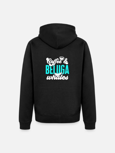 White Whale Beluga Whale - Unisex Premium Organic Zip Hoodie - black