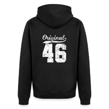 46 Original 78 Ans Mari Femme Anniversaire - Veste à capuche bio Premium Unisexe - noir - Dos - Nico (187cm)
