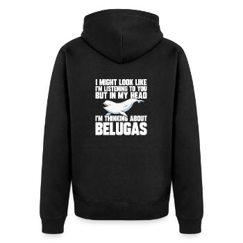 Weißwal Beluga Wal - Unisex Premium Bio Zip Hoodie - Schwarz - Hinten - Nico (187cm)