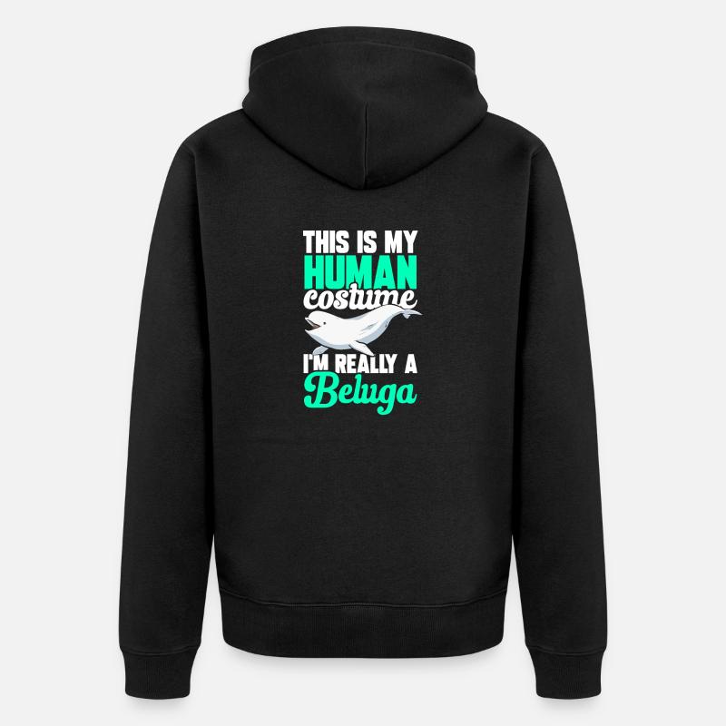 Weißwal Beluga Wal - Unisex Premium Bio Zip Hoodie - Schwarz