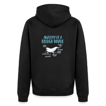 Weißwal Beluga Wal - Unisex Premium Bio Zip Hoodie - Schwarz - Hinten - Nico (187cm)
