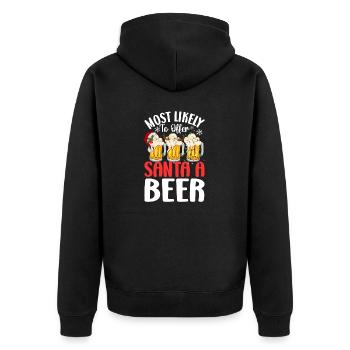 Most Likely to Offer Santa A Beer Funny Drinking - Unisex Premium Organic Zip Hoodie - black - Back - Nico (187cm)