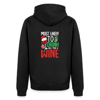 Am ehesten trinken Sie den ganzen Wein Lustiges Trinken - Unisex Premium Bio Zip Hoodie - Schwarz - Hinten - Nico (187cm)