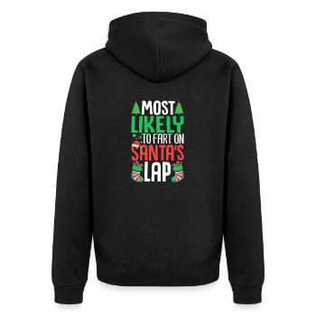 Most Likely to Fart On Santa's Lap Family - Unisex Premium Organic Zip Hoodie - black - Back - Nico (187cm)