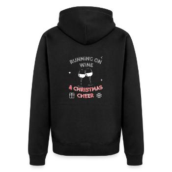 Running On Wine And Christmas Cheer Funny Festive - Unisex Premium Organic Zip Hoodie - black - Back - Nico (187cm)