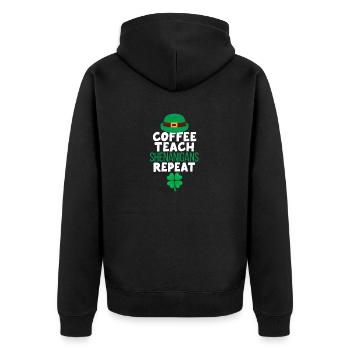 Coffee Teach Shenanigans Repeat - Unisex Premium Organic Zip Hoodie - black - Back - Nico (187cm)