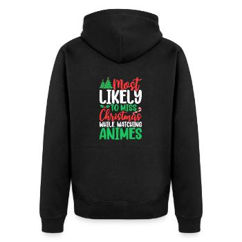Lustige Weihnachten Anime Otaku Weihnachtsfamilie - Unisex Premium Bio Zip Hoodie - Schwarz - Hinten - Nico (187cm)