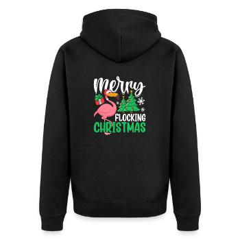 Frohe Scharen Weihnachten Flamingo Lustige Weihnachten - Unisex Premium Bio Zip Hoodie - Schwarz - Hinten - Nico (187cm)
