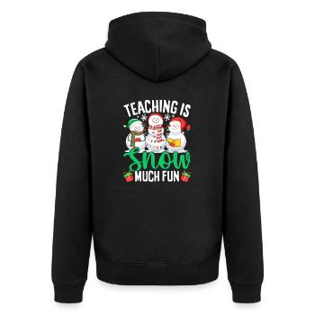 Unterrichten ist Schnee Viel Spaß Winter Weihnachten Weihnachten - Unisex Premium Bio Zip Hoodie - Schwarz - Hinten - Nico (187cm)