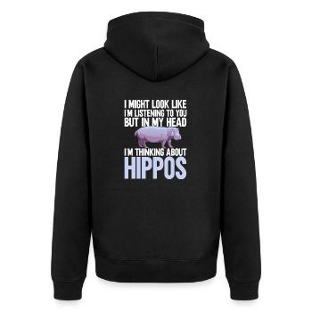 Hippopotame Hippopotame - Veste à capuche bio Premium Unisexe - noir - Dos - Nico (187cm)