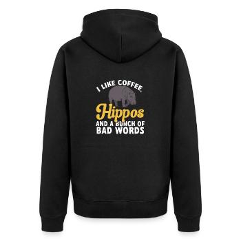 Hippopotame Hippopotame - Veste à capuche bio Premium Unisexe - noir - Dos - Nico (187cm)