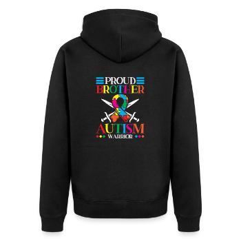 Stolzer Bruder Eines Autismus-kriegers - Unisex Premium Bio Zip Hoodie - Schwarz - Hinten - Nico (187cm)