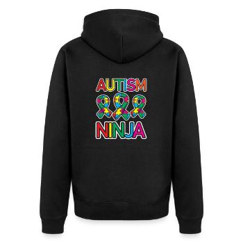 Ninja de l’autisme, guerrier autiste, - Veste à capuche bio Premium Unisexe - noir - Dos - Nico (187cm)